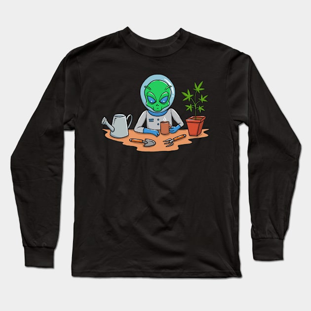 Alien Cannabis Marijuana Weed Pot Gardener Long Sleeve T-Shirt by UNDERGROUNDROOTS